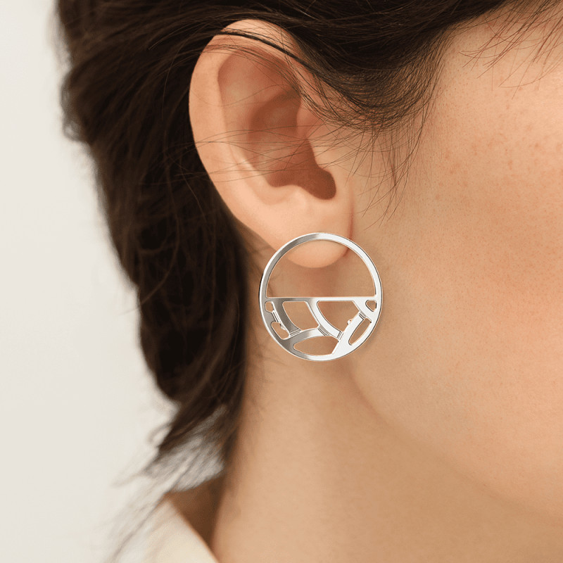 BOUCLES D'OREILLES LES GEORGETTES TRESSE LAITON ARGENTÉ 30 MM