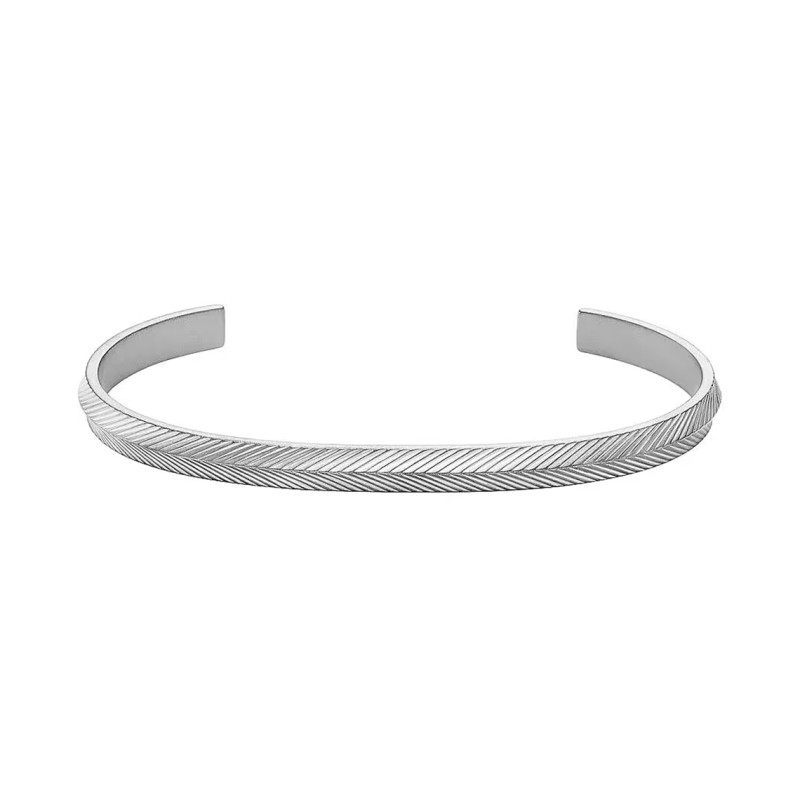 Bracelet jonc Fossil collection Harlow Linear Texture acier argenté