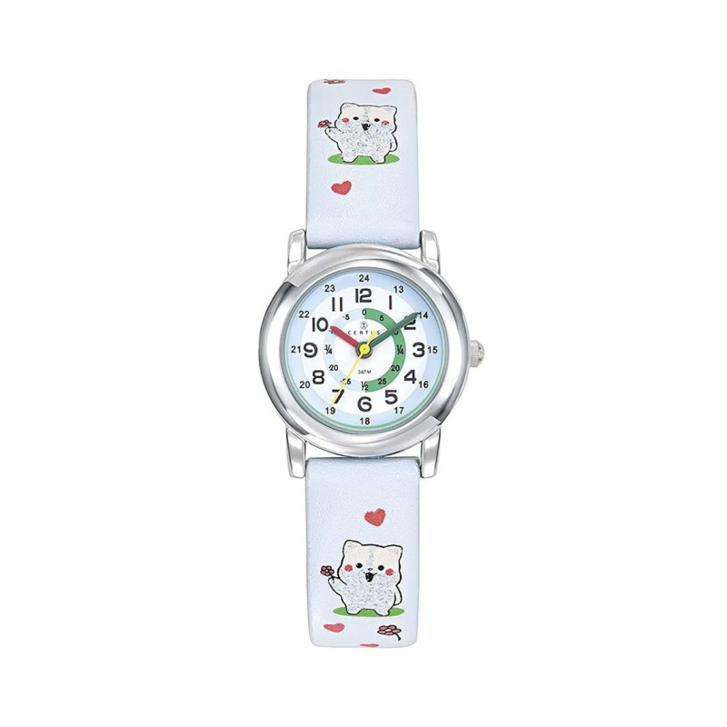 Montre analogique Certus Junior chats bracelet cuir bleu