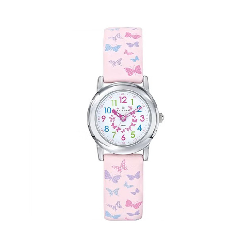 Montre analogique Certus Junior papillons bracelet synthétique rose