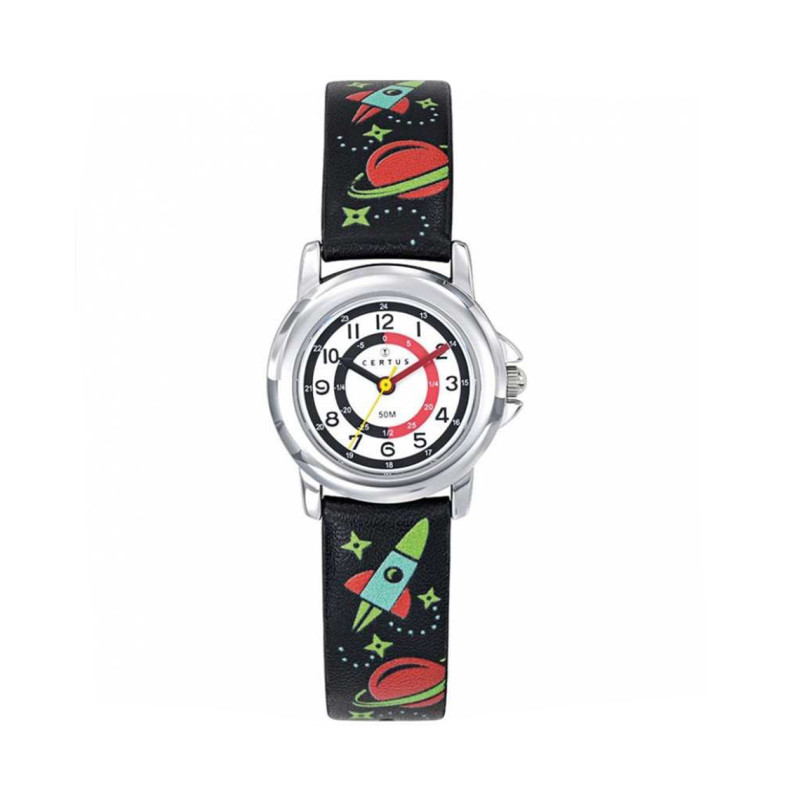 Montre analogique Certus Junior fusées bracelet cuir noir