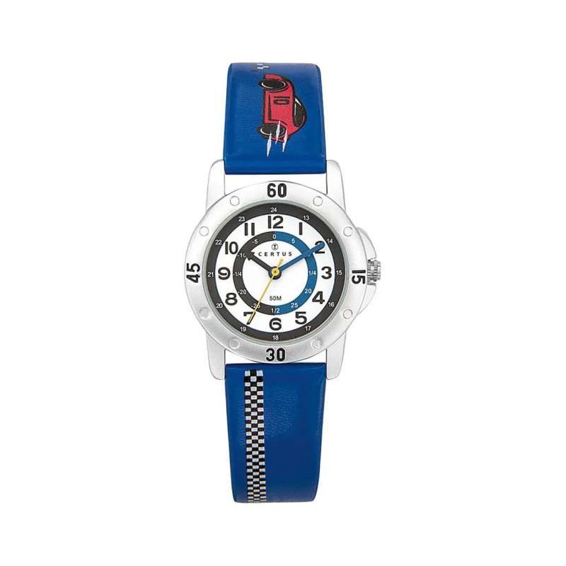Montre analogique Certus Junior voiture bracelet cuir bleu