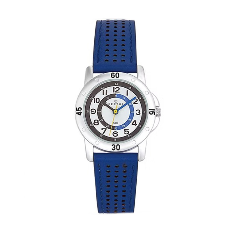 Montre Certus enfant bracelet cuir bleu