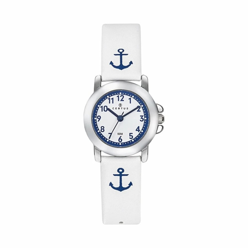 Montre analogique Certus Junior ancre bracelet cuir blanc