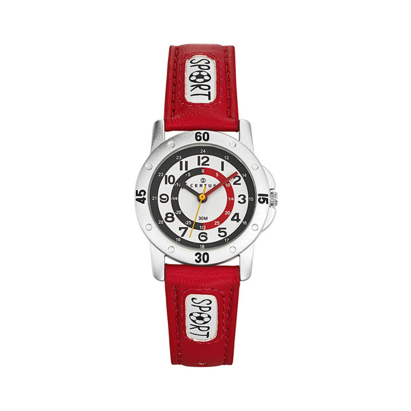 Montre analogique Certus Junior bracelet cuir rouge