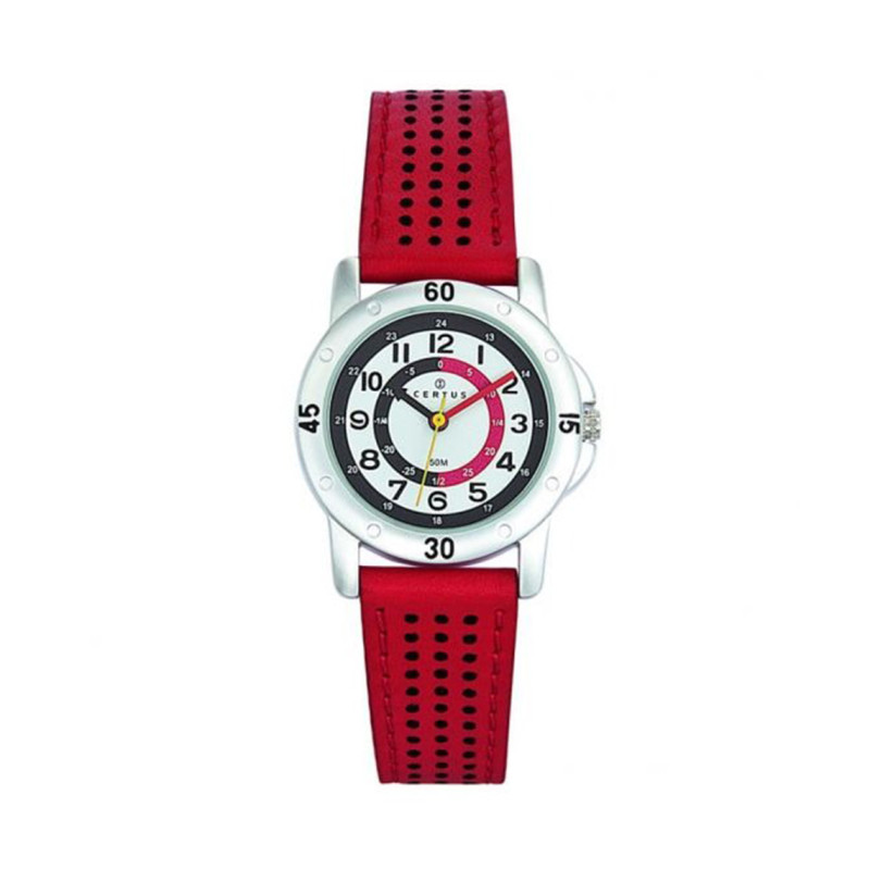 Montre analogique Certus Junior bracelet cuir rouge