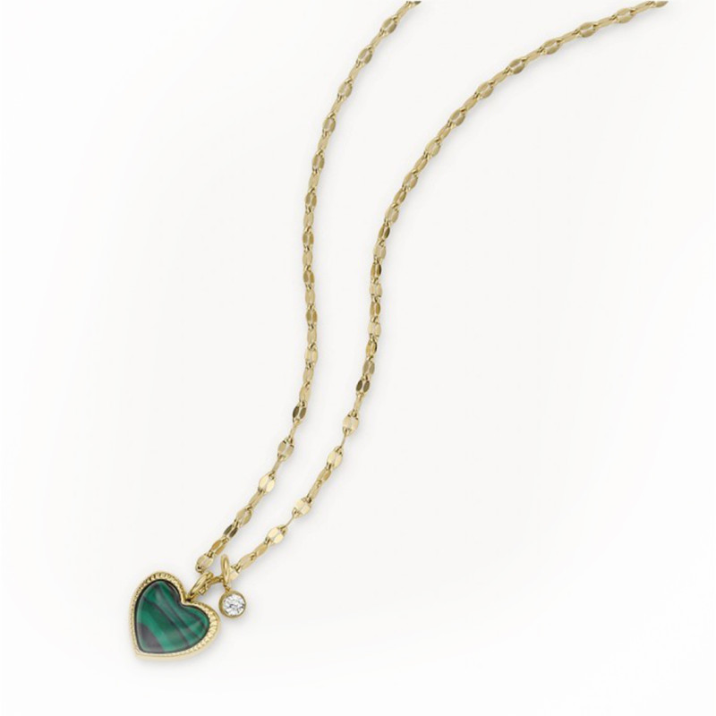 Collier Fossil collection Modern Meadows cœur acier doré