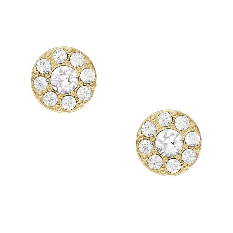 Boucles d'oreilles clous Fossil collection All stacked Up acier doré