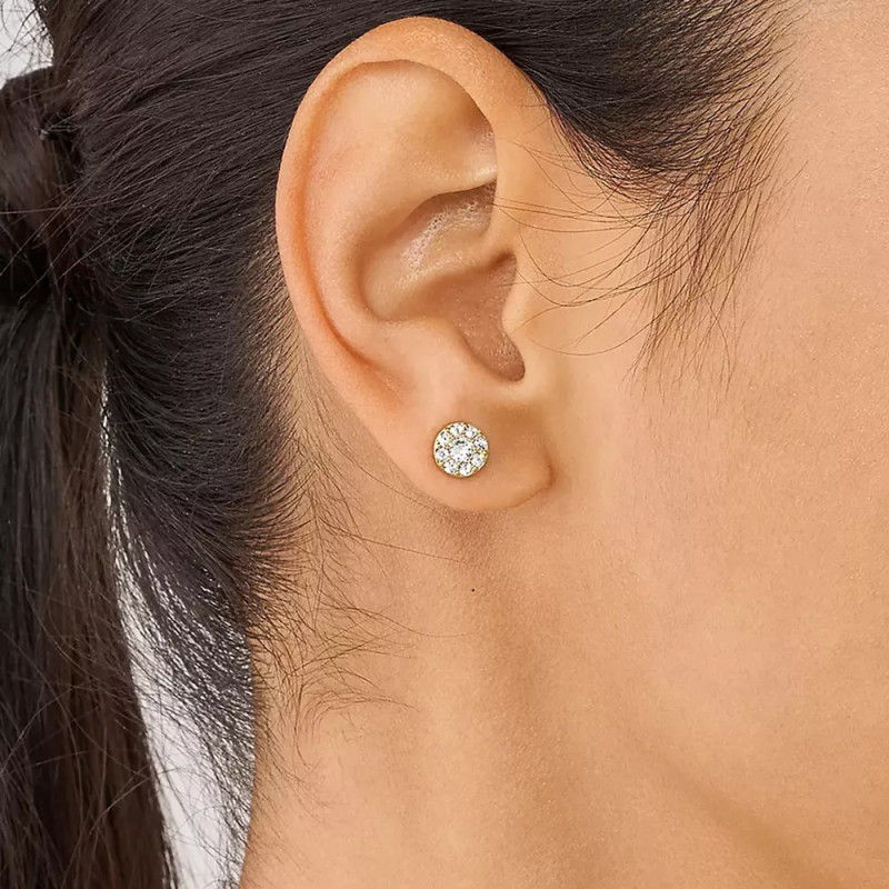 Boucles d'oreilles clous Fossil collection All stacked Up acier doré