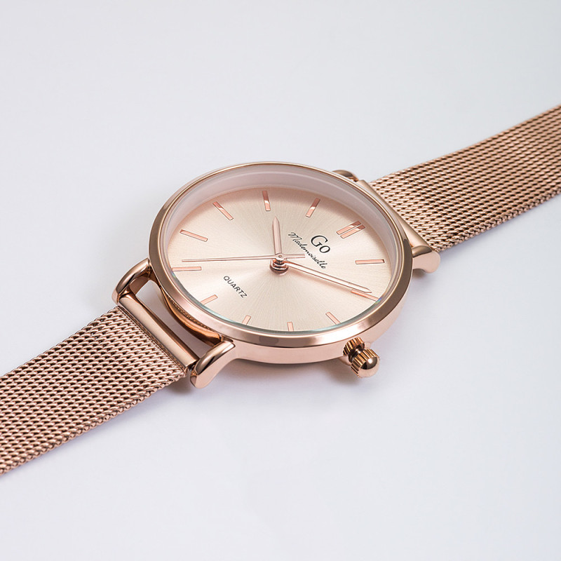 Montre Analogique Go Mademoiselle Bracelet Métal Doré Rose