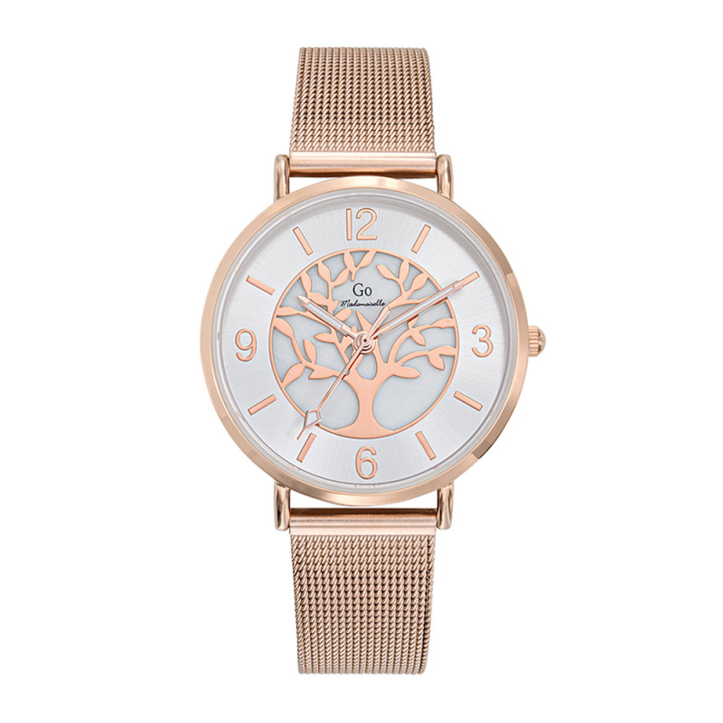 Montre Analogique Go Mademoiselle Bracelet Métal Doré Rose