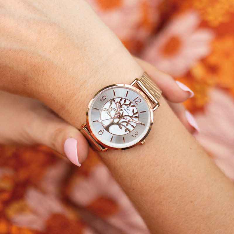 Montre Analogique Go Mademoiselle Bracelet Métal Doré Rose