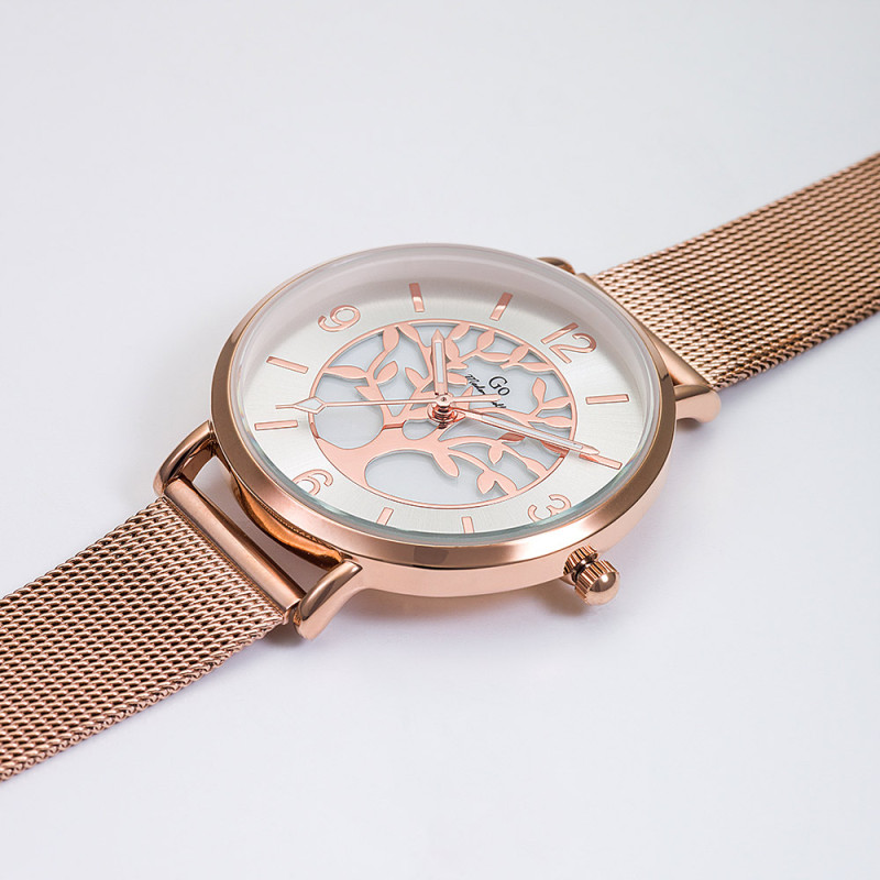 Montre Analogique Go Mademoiselle Bracelet Métal Doré Rose