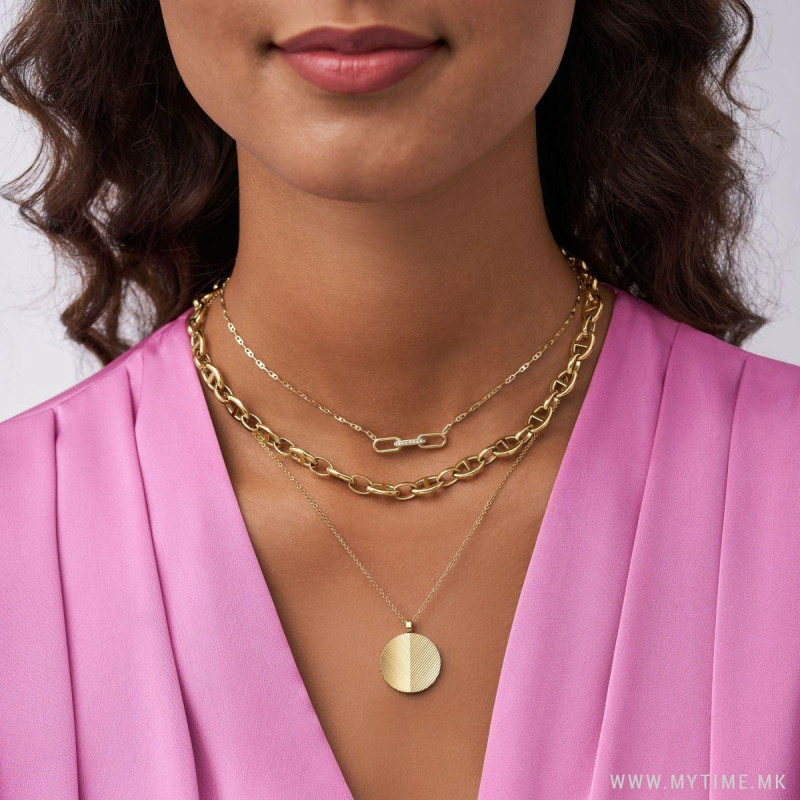 Collier Fossil collection Heritage D-Link acier doré