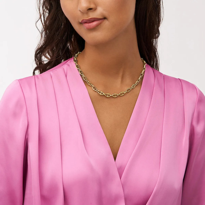 Collier Fossil collection Heritage D-Link acier doré