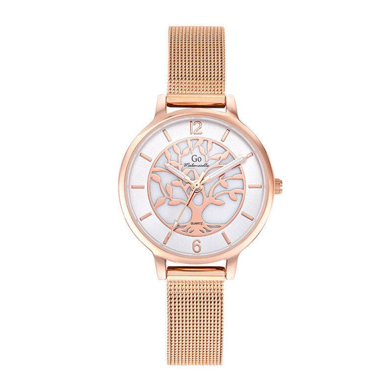 Montre Analogique Go Mademoiselle Bracelet Métal Doré Rose
