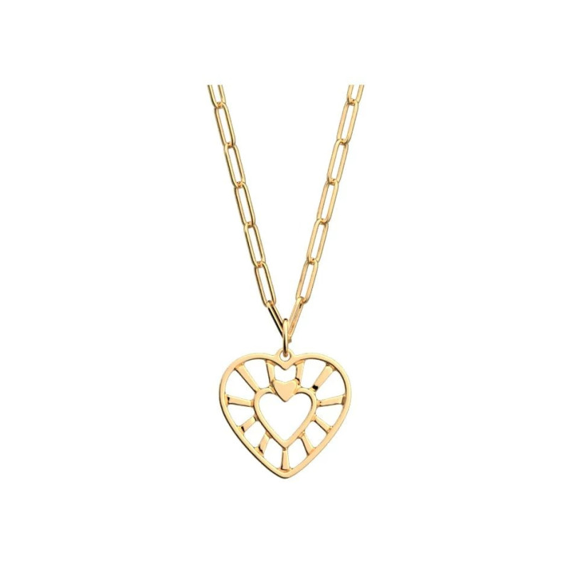 COLLIER LES GEORGETTES COEUR LAITON DORÉ 23MM