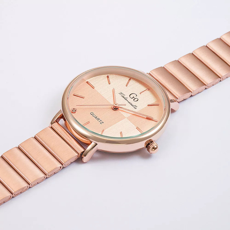 Montre Analogique Go Mademoiselle Bracelet Métal Doré Rose