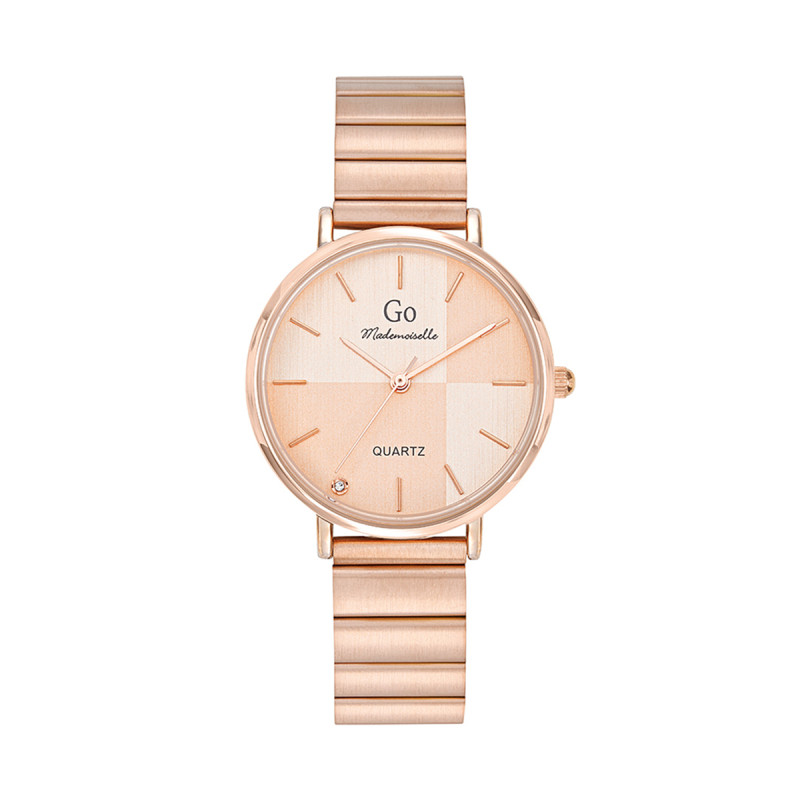 Montre Analogique Go Mademoiselle Bracelet Métal Doré Rose