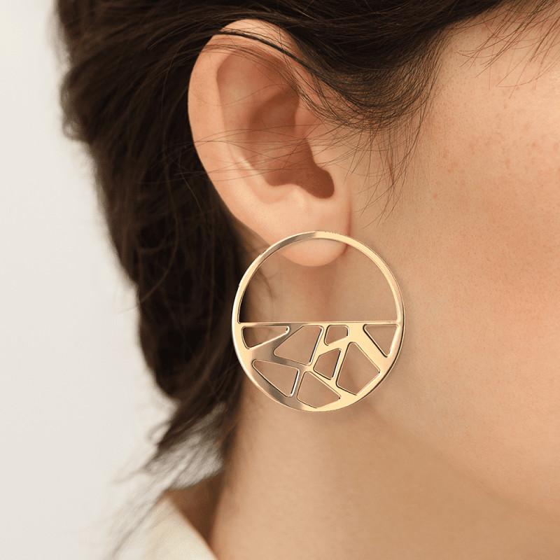 BOUCLES D'OREILLES LES GEORGETTES GIRAFE LAITON DORÉ 43 MM