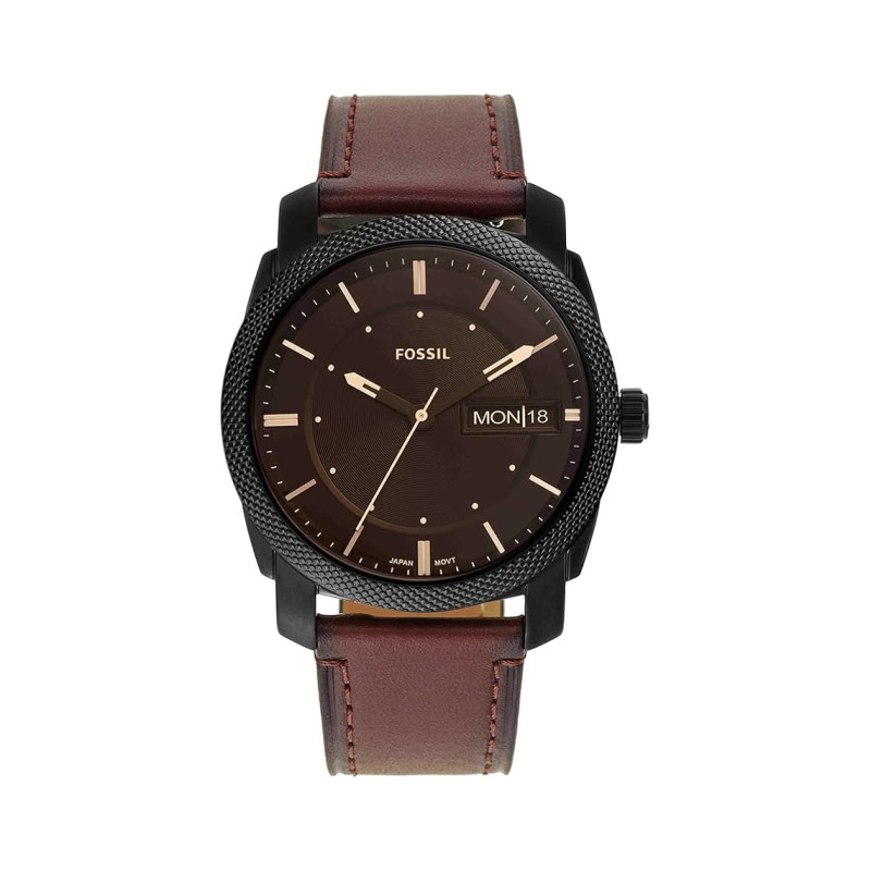 Montre analogique Fossil collection Machine bracelet cuir marron