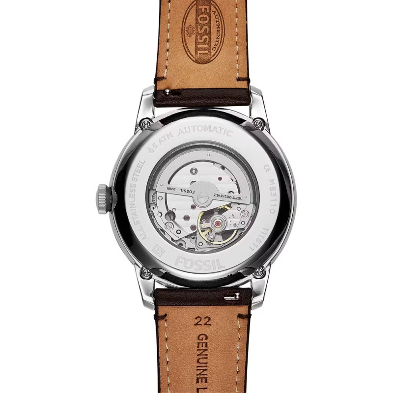 Montre automatique Fossil collection Townsman bracelet cuir marron cadran