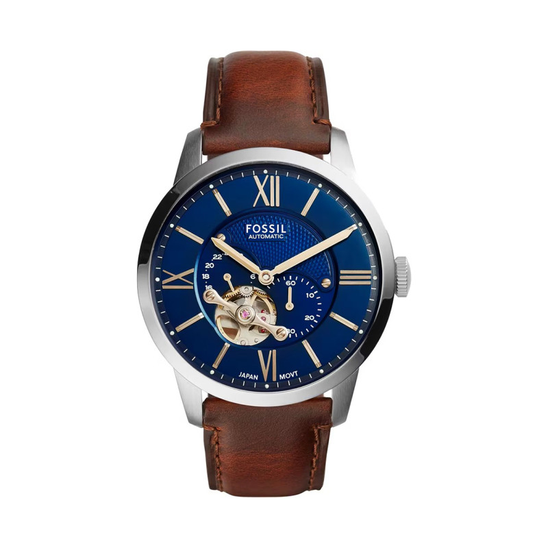Montre automatique Fossil collection Townsman bracelet cuir marron cadran