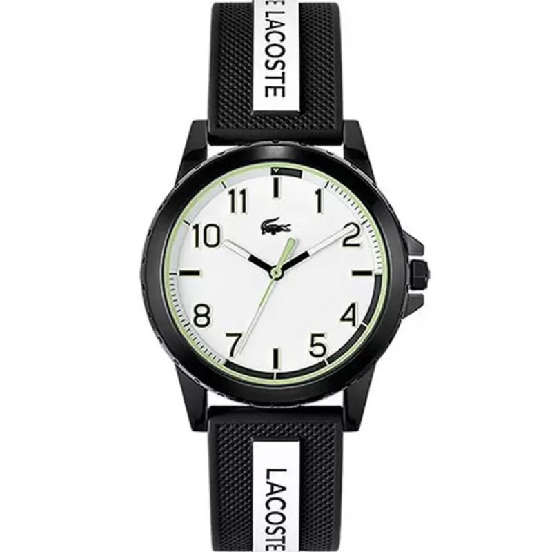 Montre Analogique Lacoste collection Teen/Rider bracelet silicone noir blanc