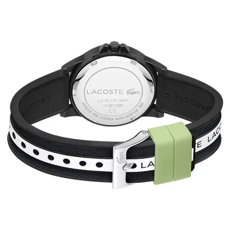 Montre Analogique Lacoste collection Teen/Rider bracelet silicone noir blanc