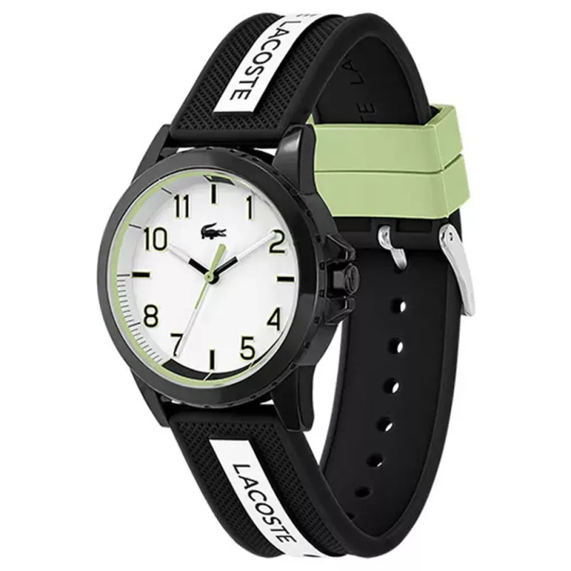 Montre Analogique Lacoste collection Teen/Rider bracelet silicone noir blanc