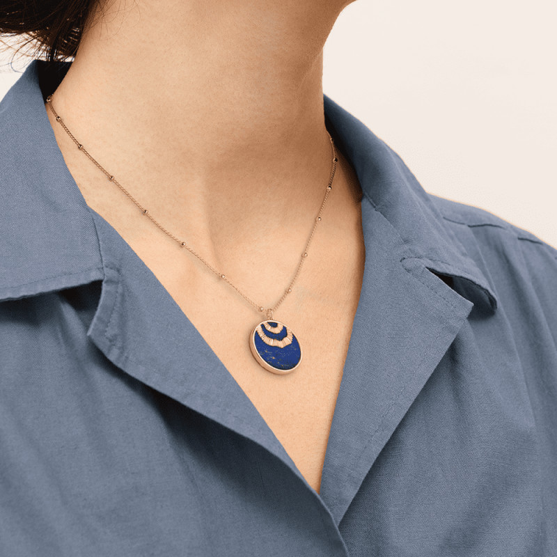 COLLIER LES GEORGETTES LAPIS KAZULI LAITON DORÉ