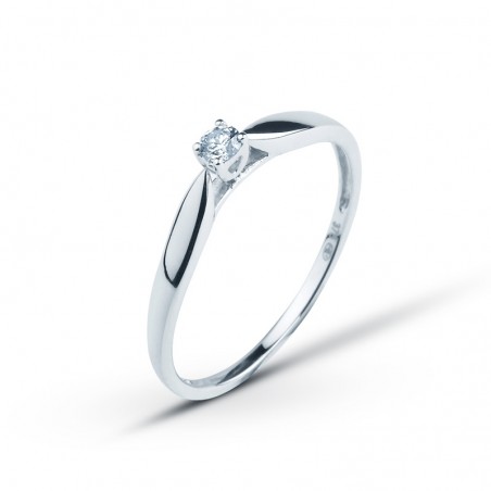 Bague Solitaire Diamant et or blanc 375/000e