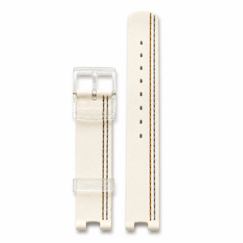 BRACELET MONTRE FLIK FLAK CUIR BLANC