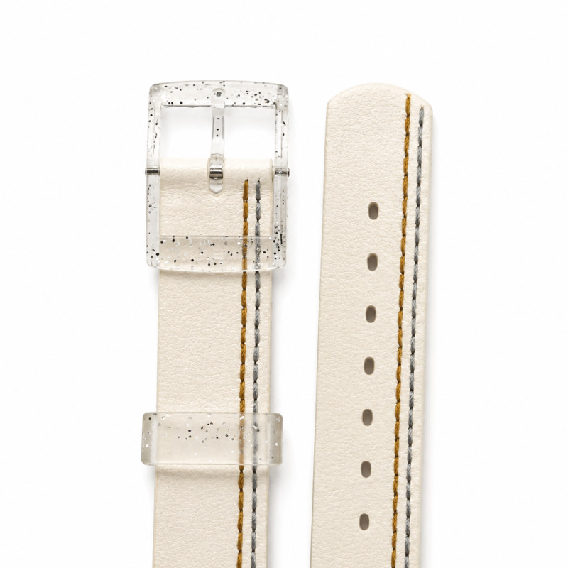 BRACELET MONTRE FLIK FLAK CUIR BLANC