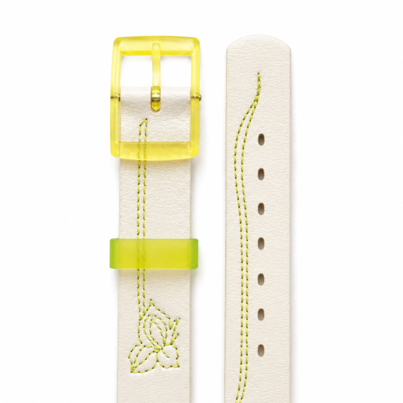 BRACELET MONTRE FLIK FLAK CUIR BLANC