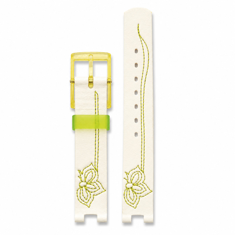 BRACELET MONTRE FLIK FLAK CUIR BLANC