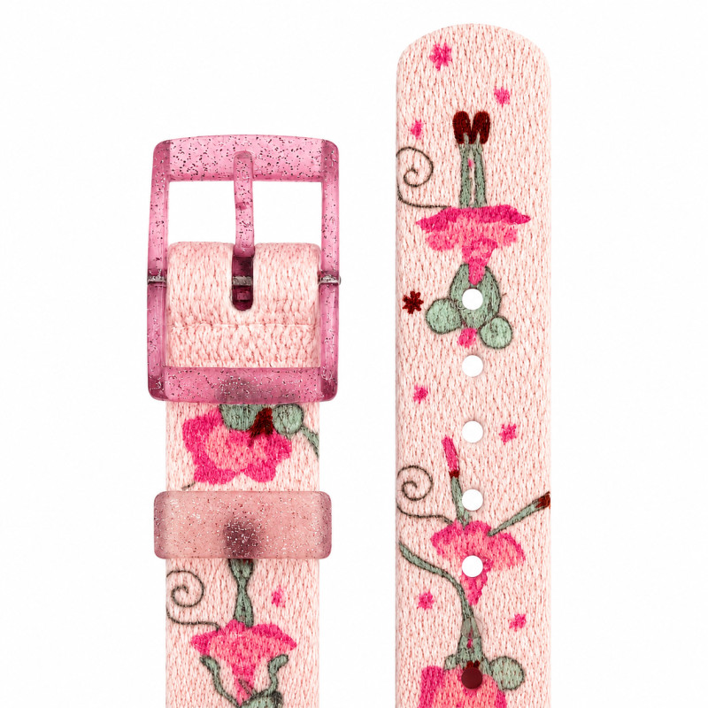 BRACELET MONTRE FLIK FLAK TISSU ROSE