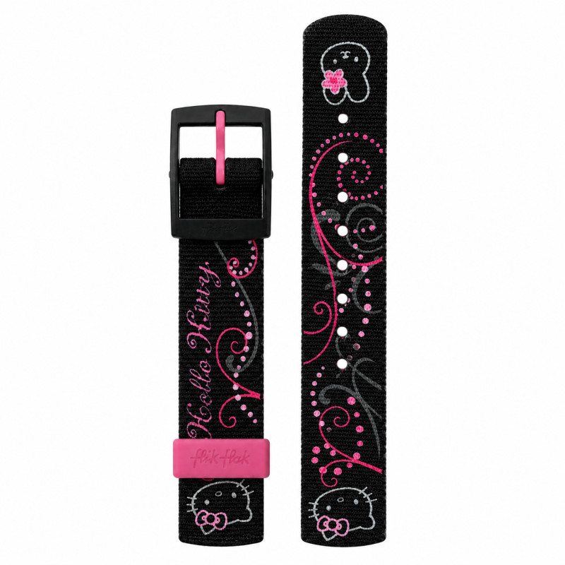BRACELET MONTRE FLIK FLAK TISSU NOIR