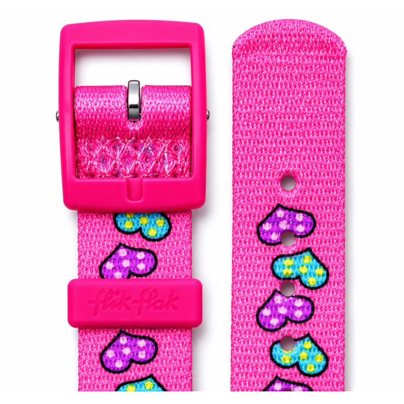 BRACELET MONTRE FLIK FLAK TISSU ROSE