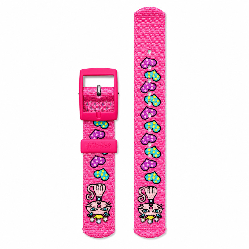 BRACELET MONTRE FLIK FLAK TISSU ROSE
