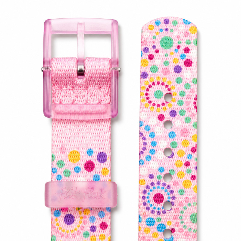 BRACELET MONTRE FLIK FLAK TISSU ROSE