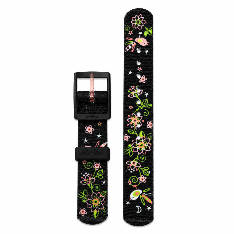 BRACELET MONTRE FLIK FLAK TISSU NOIR
