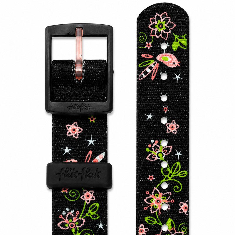 BRACELET MONTRE FLIK FLAK TISSU NOIR