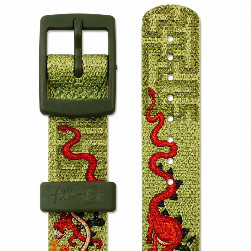 BRACELET MONTRE FLIK FLAK TISSU VERT