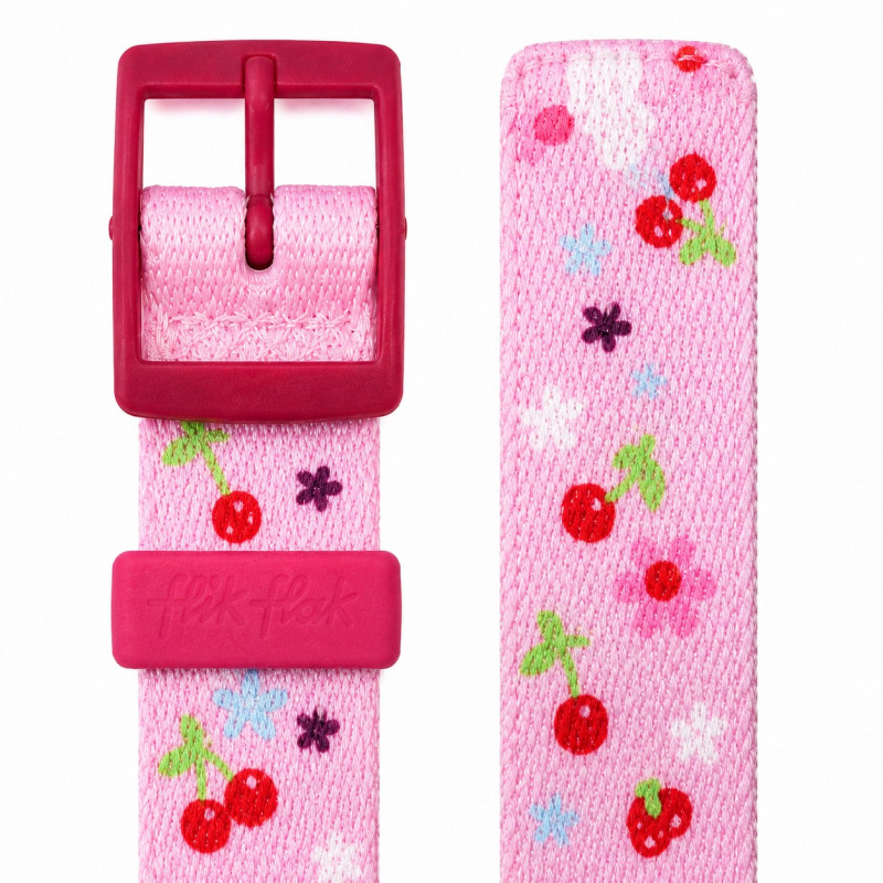 BRACELET MONTRE FLIK FLAK TISSU ROSE
