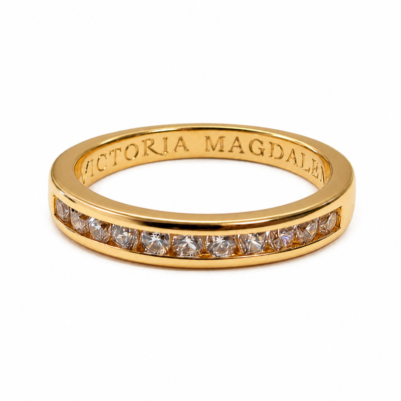Bague Victoria Magdalena Type Alliance Tour Complet Plaqué Or et Oxydes de zirconium