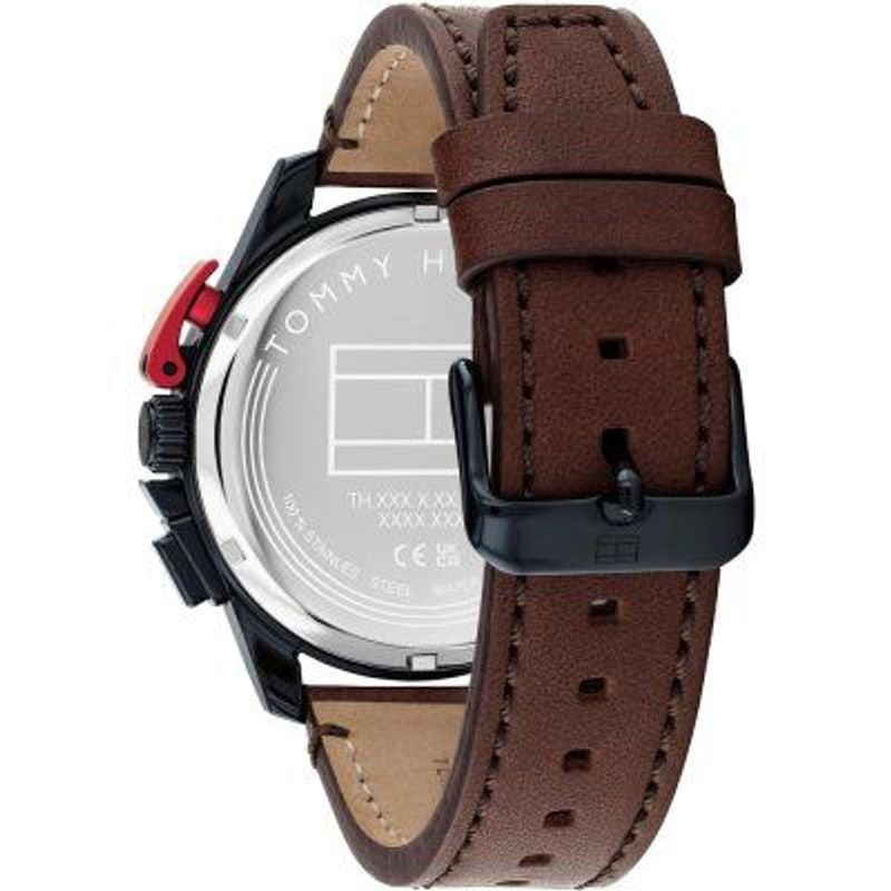 Détail de la Montre Analogique Tommy Hilfiger Collection Bank Chronographe Bracelet Cuir Marron