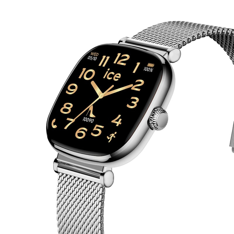 Gros plan du cadran AMOLED vibrant de la montre Ice-Watch Smart SQ 2.0 avec commandes tactiles