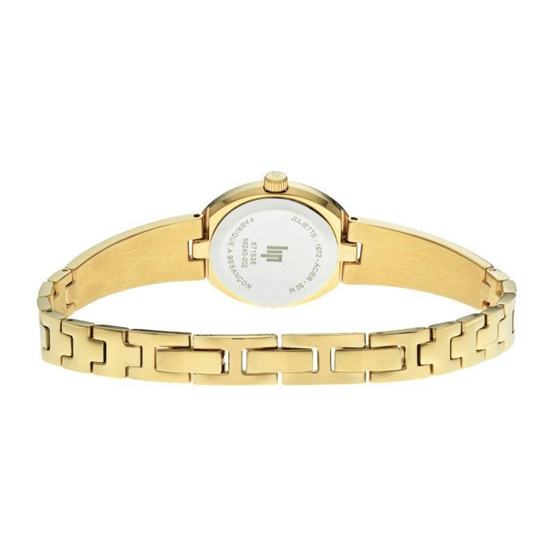 Packshot de la montre analogique LIP Juliette bracelet acier inoxydable doré