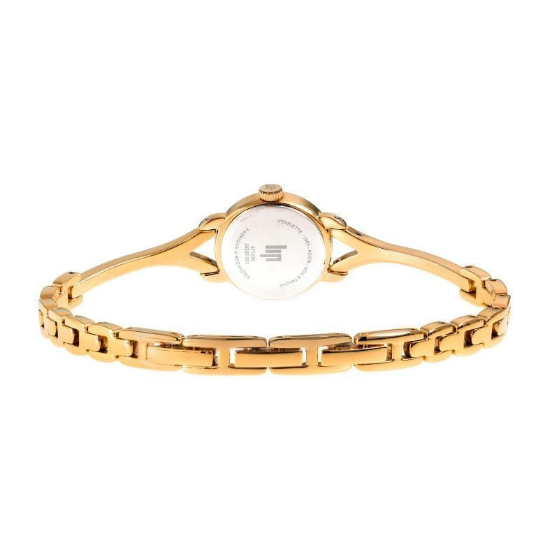 Montre femme quartz LIP Henriette Semi Rigide bracelet en métal doré présentée en packshot sur fond 